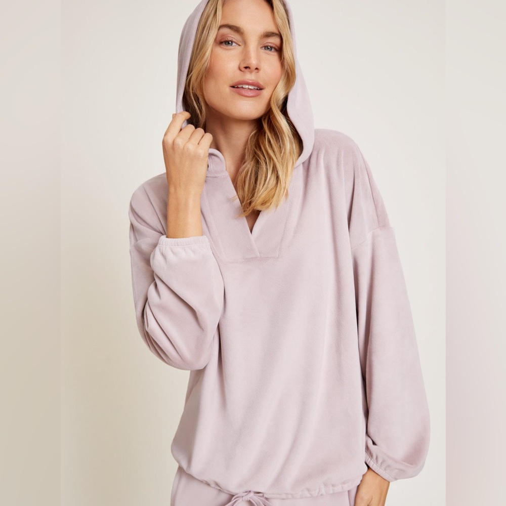 Barefoot Dreams Pale Pink Soft Relaxed Fit LuxeChic Pullover Casual Hoodie sz XS